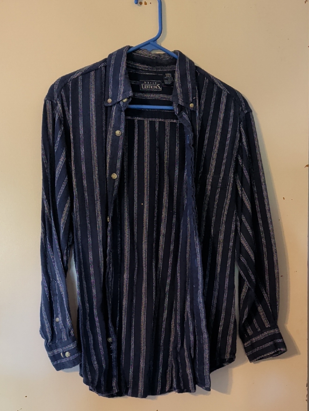 Basic Editions Navy Striped Button-Up Shirt